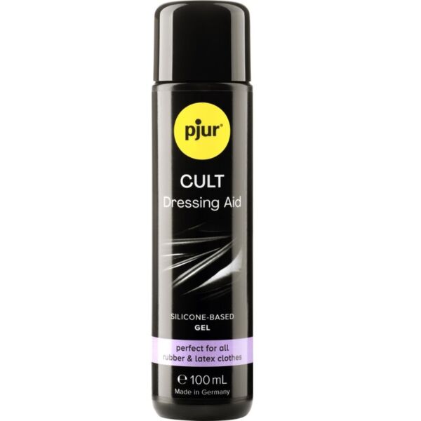 pjur Cult Dressing Aid 100 ml -pullo, silikonipohjainen pukemisgeeli latex-vaatteille