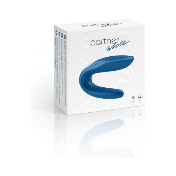 Sininen U-muotoinen parivibraattori Satisfyer Partner Toy Whale
