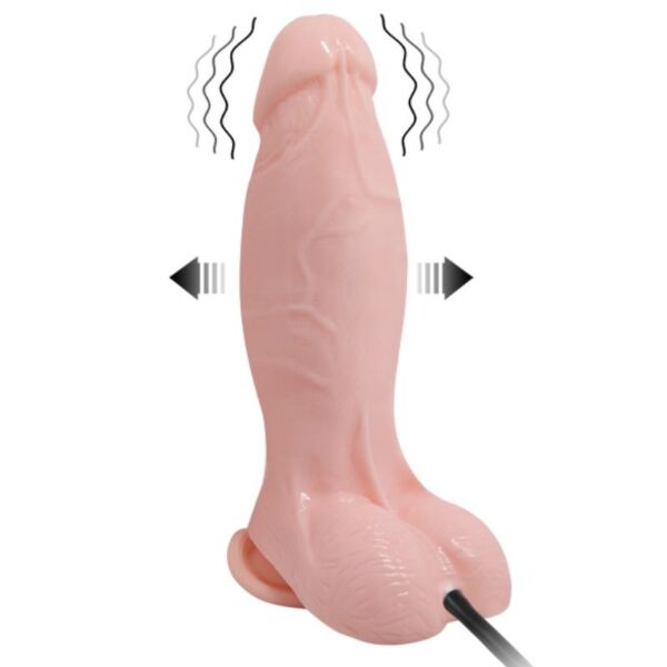 Puhallettava dildo Baile 18,8 cm, jossa on aidontuntuinen muotoilu, kivekset, imukuppipohja ja pumppu