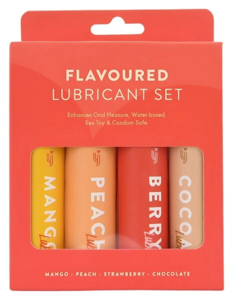 Loving Joy Flavoured Lubricant Set, neljä 30 ml:n pulloa makuliukuvoidetta