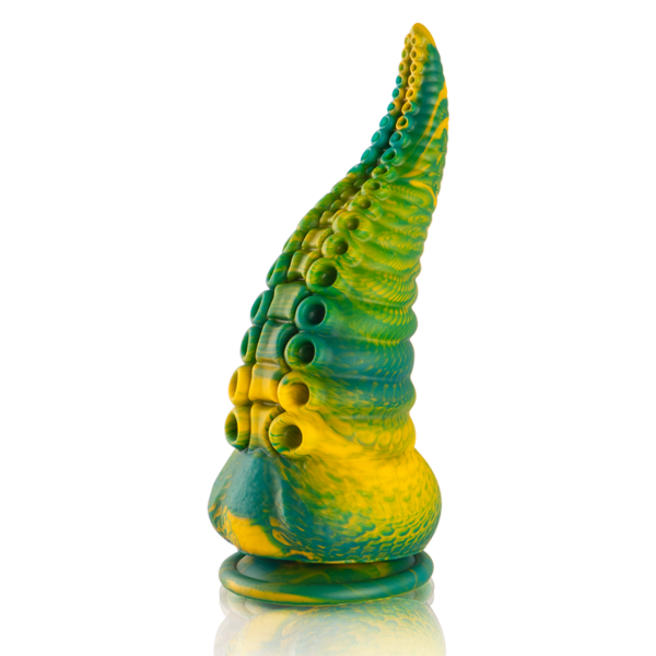 EPIC Cetus -dildo Cybersilicock-mallistosta, osittain paksuneva muoto ja pohja