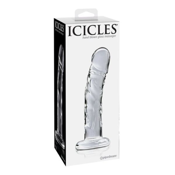 Pipedream Icicles N. 62 -lasidildo, kaareva ja tasapohjainen