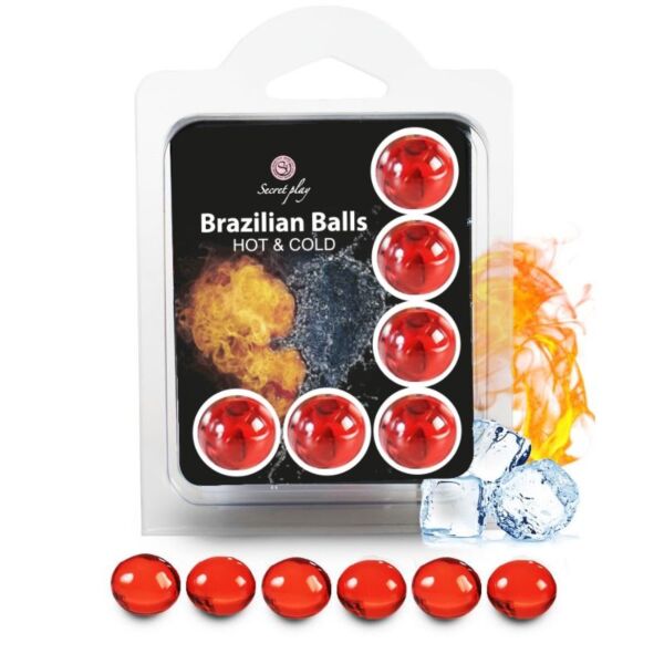 Secret Play Brazilian Balls Frío-Calor -pakkaus, jossa on 6 hierontaöljykuulaa