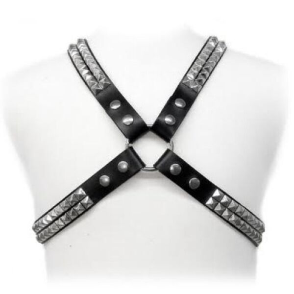 Miesten Leather Body Pyramid Stud -vartalovaljaat, kokonaan nyöritetty malli metalliyksityiskohdilla