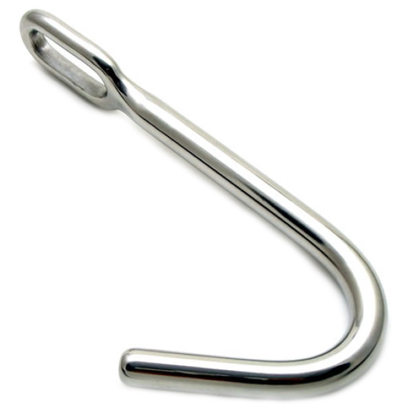 Metal Hard Anal Bondage Hook -anaalikoukku, jonka suorassa osassa on rengas