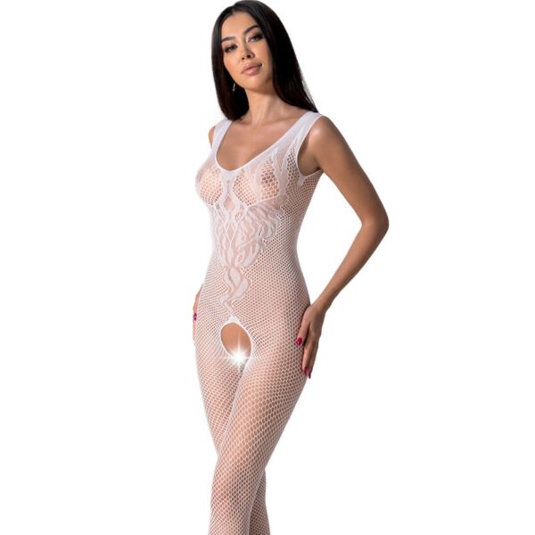 Passion BS098 -bodystocking verkkoa, jossa on pitsiä ja läpikuultavia kohtia