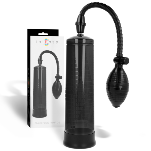 Intense Penis Pump 02 -penispumppu, jossa on läpinäkyvä sylinteri, kahva ja painemittari