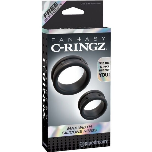 Pipedreamin Fantasy C-Ringz Black -setti, kaksi mustaa silikonirengasta