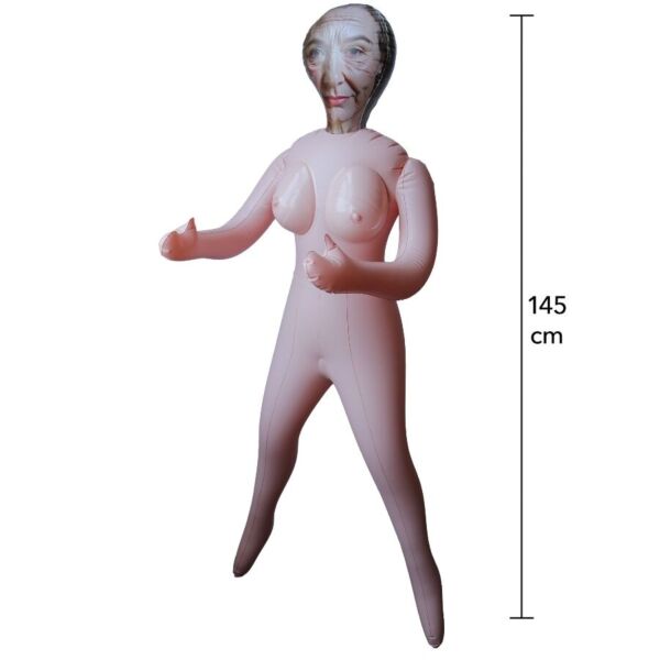 Puhallettava Hidden Desire Horny Granny -nukke, joka näyttää kypsältä naiselta