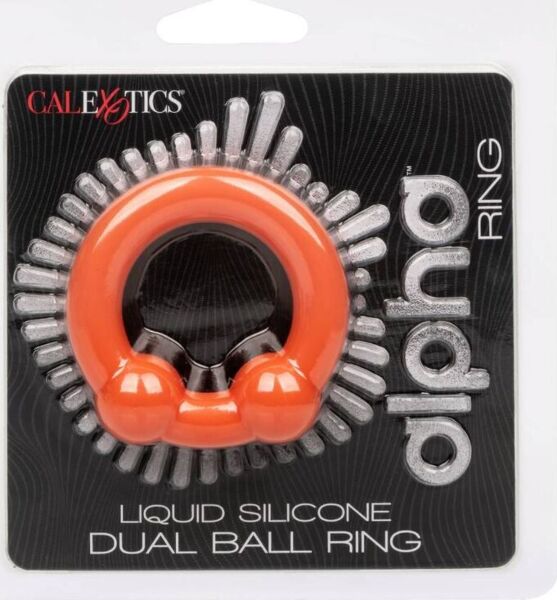 CalExotics Alpha Dual Ball Ring -penisrengas oranssia silikonia, kaksi palloa