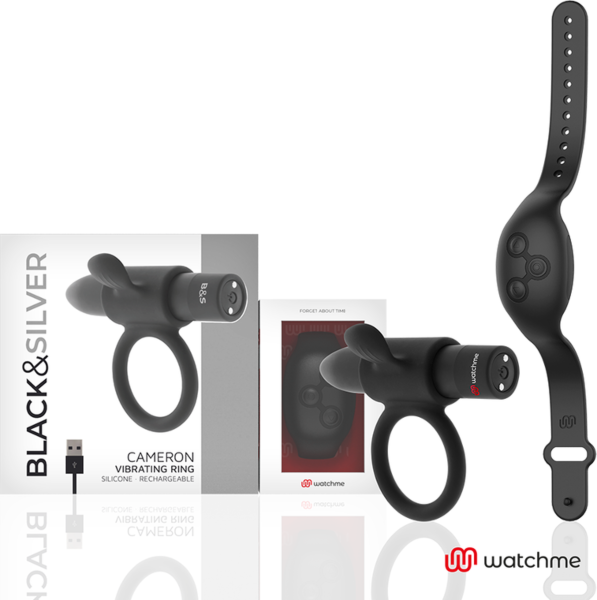 Black&Silver Cameron WatchMe -värisevä penisrengas ja ohjauskello
