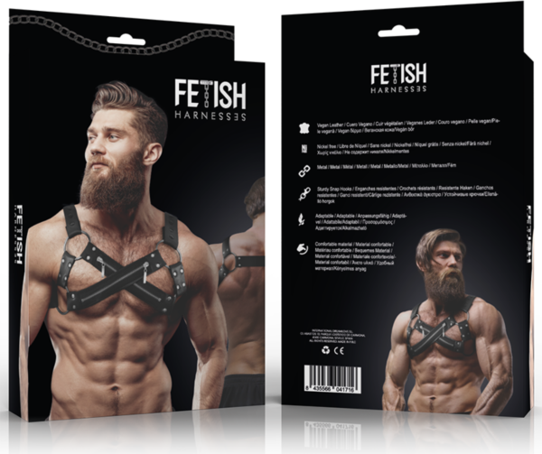 Fetish Submissive Bulldog -rintavaljaat miehelle, vegaaninahkaa ja useita hihnoja