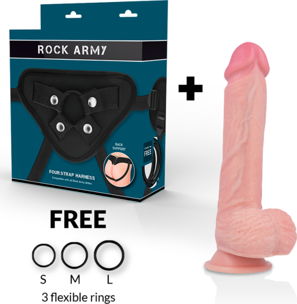 Rock Army Spitfire -strap-on-valjaat ja 21 cm:n dildo