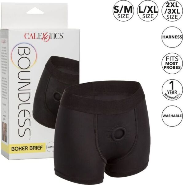 CalExotics Boundless Boxer Brief L/XL -strap-on-valjaat mustana