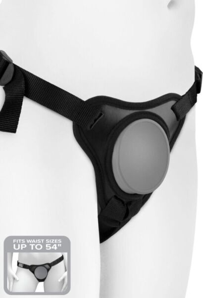 Pipedream Body Dock Elite Mini strap-on-valjaat, joissa silikonilevy ja nailonhihnat
