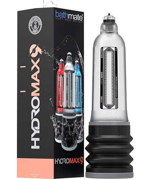 Bathmate Hydromax 9 -penispumppu, läpinäkyvä sylinteri ja musta tyyny