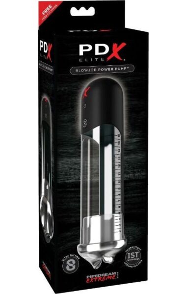 Penispumppu Pipedream PDX Elite Blowjob Power Pump, läpinäkyvä putki ja pehmeä aukko