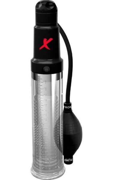 Pipedreamin PDX Elite Suck N Pump Stroker -erektiopumppu ja masturbaattori läpinäkyvällä putkella