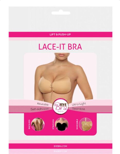 Bye Bra Lace Bra -tarrarintaliivit, kupit ja edessä oleva nauhakiinnitys