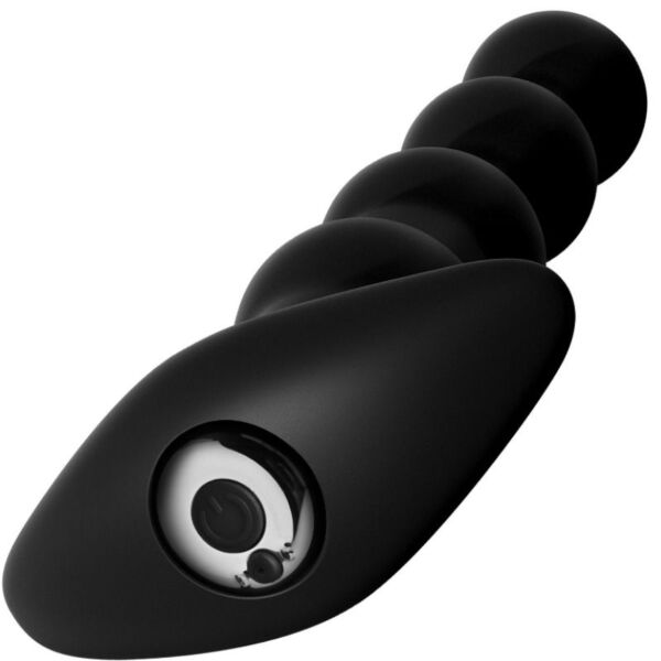 Mustat Anal Fantasy Elite Rechargeable Anal Beads -anaalihelmet, joissa on asteittain suurenevat helmet ja leveä pohja