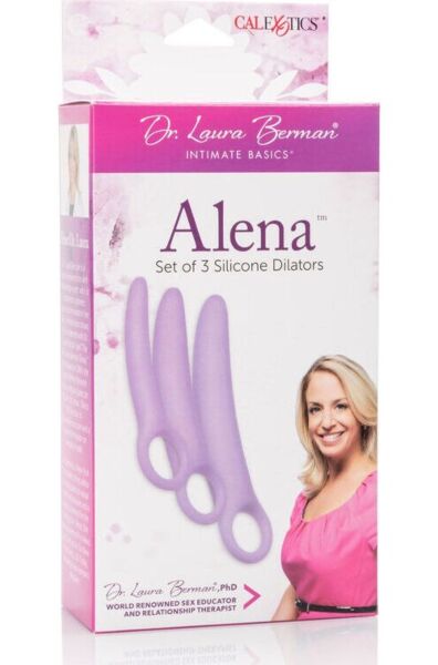 Kolmen violetin silikonisen Calexotics Alena -vaginaalilaajentimen setti, pienimmästä suurimpaan