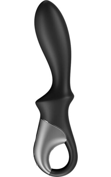 Musta anaalivibraattori Satisfyer Heat Climax Connect App kahvoineen ja pidätysrenkaineen