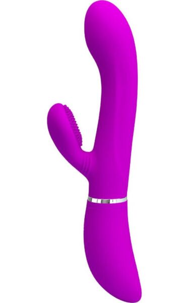 Violetti silikoninen Pretty Love BI-014938 -rabbit-vibraattori, jossa on klitorishaarake ja kaareva kärki