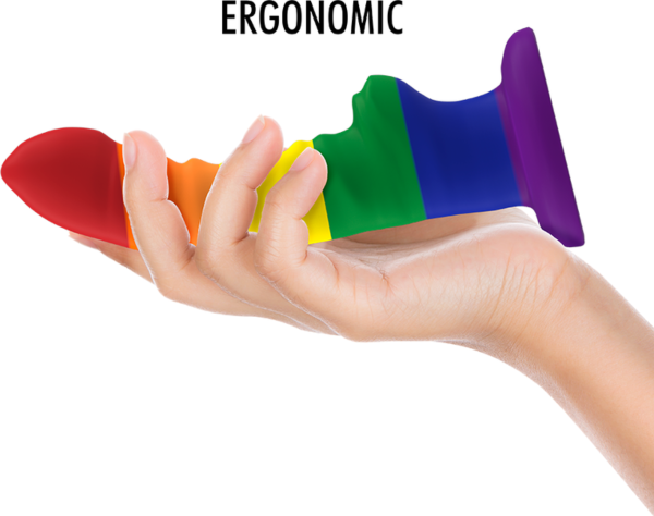 Mythology Colby Pride M -dildo imukupilla, Pride-väreissä