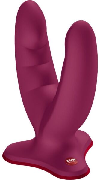 Tupladildo Fun Factory Ryde, jossa on kaksi uurrettua haaraa ja imukuppipohja