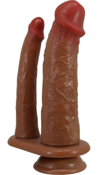 Ihonvärinen Pretty Love BW-008144Z -kaksoisdildo, jonka toinen osa on pitkä ja ohut ja toinen paksumpi