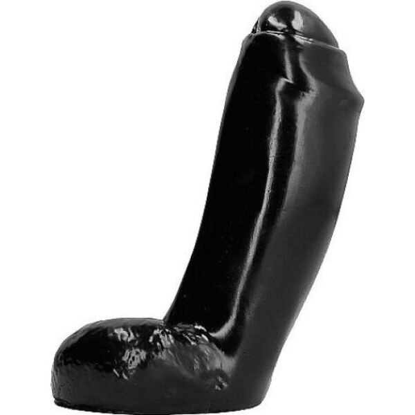 Realistinen dildo All Black AB46 Big Bird, musta, suora varsi ja kivekset