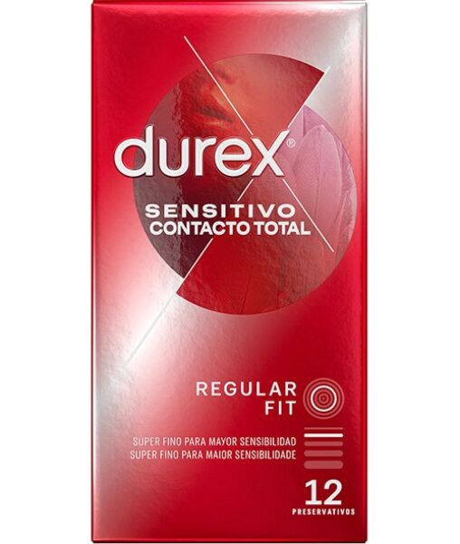 Pakkaus, jossa on 12 Durex Sensitivo Super Thin -kondomia