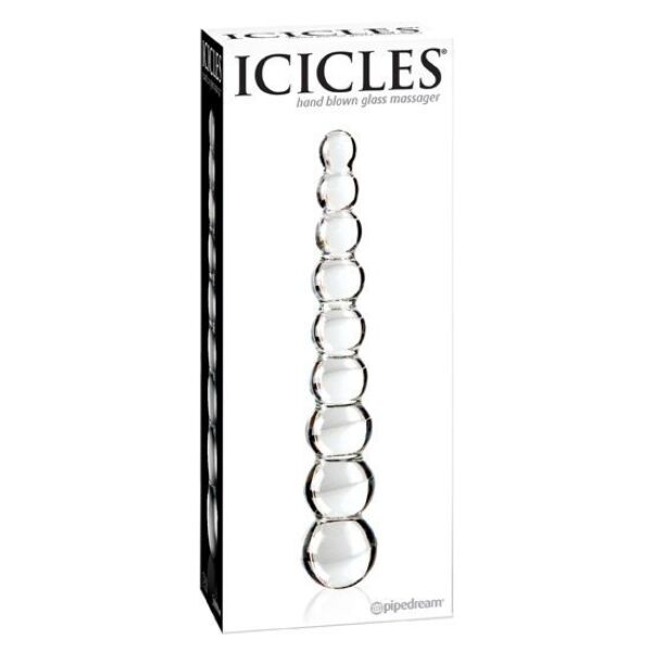Lasidildo Pipedream Icicles N. 2, puhallettua lasia