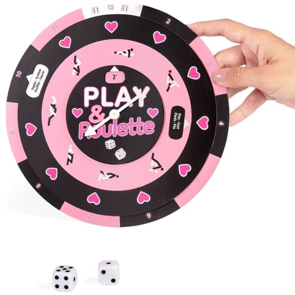 Secret Play Play & Roulette -peli, jossa on ruletti ja kaksi kuusisivuista noppaa