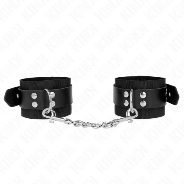 Nailoniset Kink Wrist Restraint -käsiraudat, joissa on säädettävä musta hihna