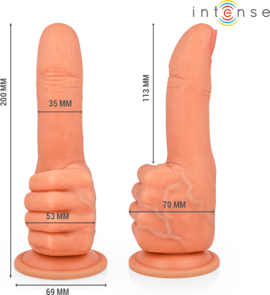Käden muotoinen Intense Bender -dildo imukuppijalustalla