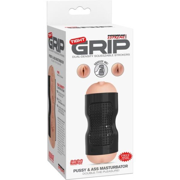 PDX Extreme Tight Grip -masturbaattori, jossa on emätintä ja peräaukkoa jäljittelevät aukot