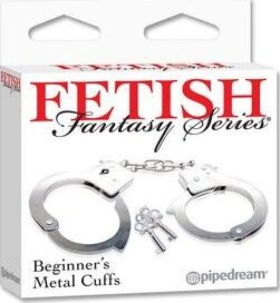 Pipedream Beginner's Metal Cuffs -rannekahleet, joita yhdistää kromattu teräsketju
