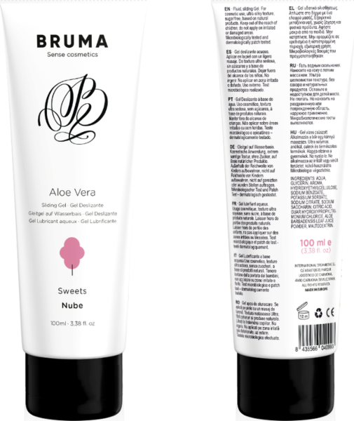 Vesipohjaisen Bruma Aloe Vera -liukugeelin pakkaus