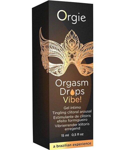 Orgie Orgasm Drops Vibe -klitoriksen stimulointigeelin 15 ml lasinen pipettipullo