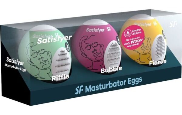 Kolmen masturbaattorimunan setti Satisfyer Eggs Riffle, Bubble & Fierce