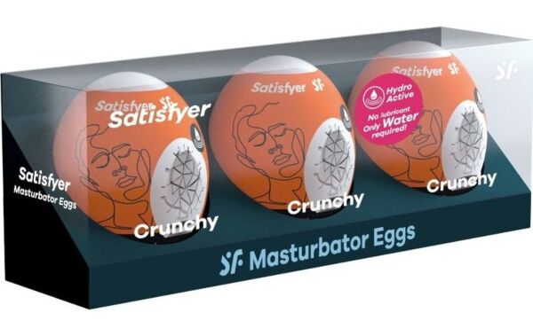 Kolmen masturbaattorimunan setti Satisfyer Naughty, Savage ja Crunchy