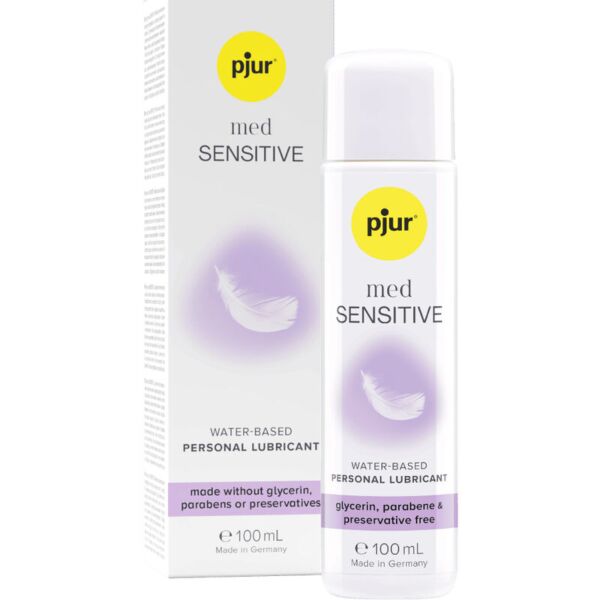 Vesipohjainen liukuvoide Pjur Med Sensitive Glide 2 ml:n ja 100 ml:n pakkauksissa