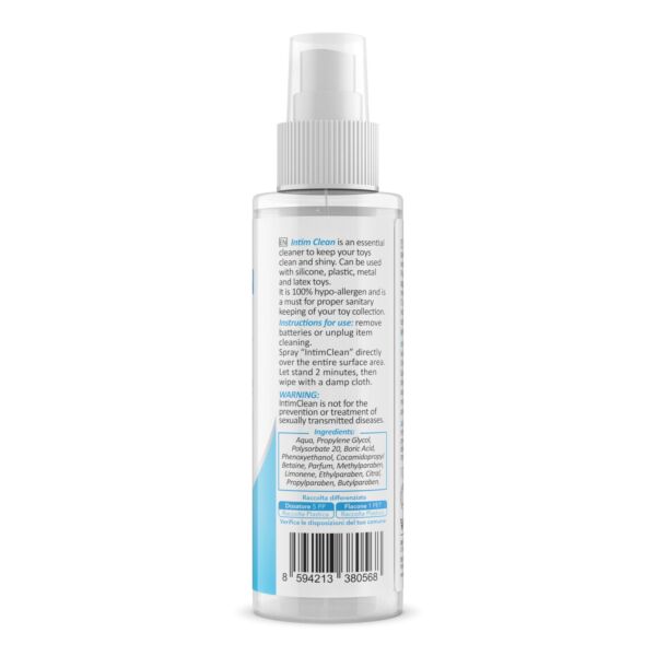 Intimateline IntimClean Toy Cleaner -seksilelujen puhdistusaine 100 ml:n suihkepullossa