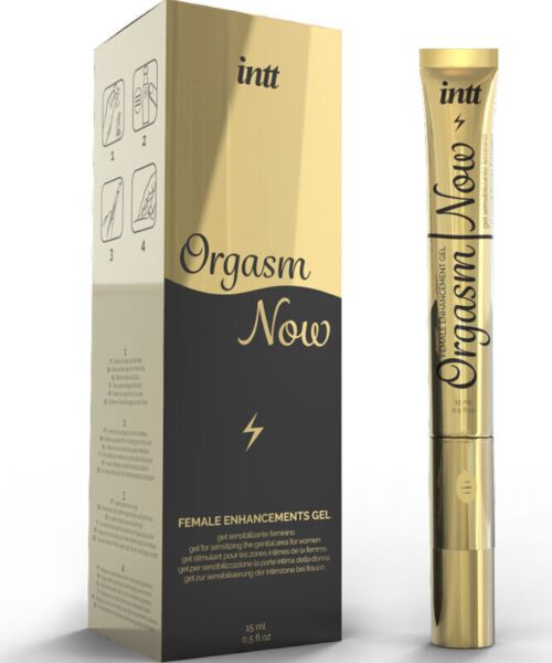 INTT Orgasm Now -kiihotusgeeli tuubissa, jossa on värisevä levitin