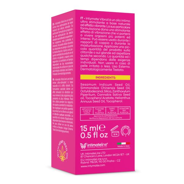 IntimateLinen Intymate Vibroil -kiihotusöljyn 15 ml:n pakkaus