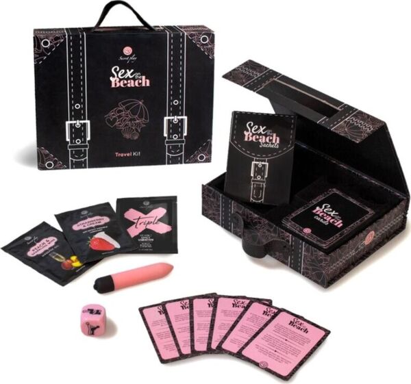 Eroottinen peli Secret Play Sex on the Beach Travel Kit kortteineen ja lisävarusteineen