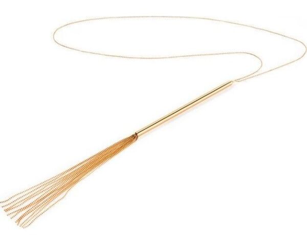 Bijoux Indiscretsin Magnifique Necklace Whip, kullanvärisistä metalliketjuista tehty kaulakoru ja piiska