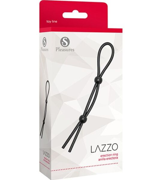 Musta S Pleasures Lazzo Ring -penisrengas, jossa on kaksi kiinnityspalloa