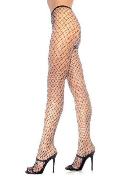 Leg Avenue Xena Diamond Tights -verkkosukkahousut mustana, leveä vinoneliöverkko